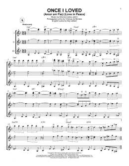 page one of Once I Loved (Amor Em Paz) (Love In Peace) (Guitar Ensemble)