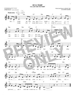 page one of He's A Tramp (from Lady And The Tramp) (Easy Lead Sheet / Fake Book)