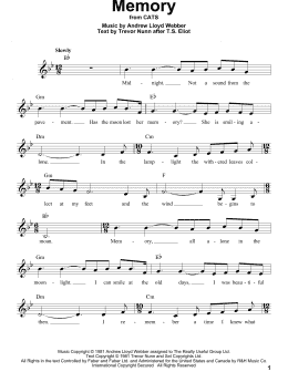 page one of Memory (from Cats) (Pro Vocal)