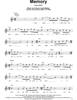 page one of Memory (from Cats) (Pro Vocal)