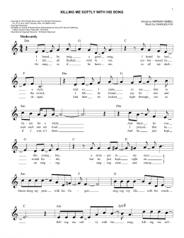 page one of Killing Me Softly With His Song (Easy Lead Sheet / Fake Book)