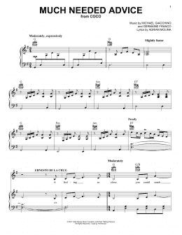 page one of Much Needed Advice (from Coco) (Piano, Vocal & Guitar Chords (Right-Hand Melody))