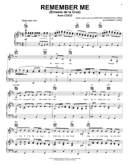 page one of Remember Me (Ernesto de la Cruz) (from Coco) (Piano, Vocal & Guitar Chords (Right-Hand Melody))