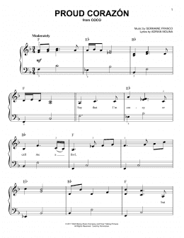 page one of Proud Corazon (from Coco) (Easy Piano)