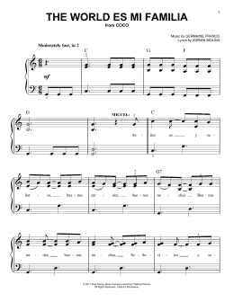 page one of The World Es Mi Familia (from Coco) (Easy Piano)