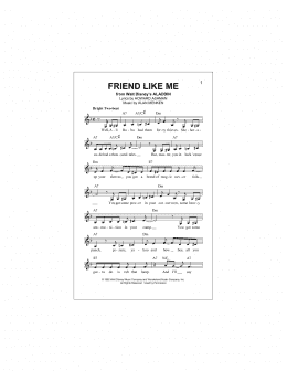 page one of Friend Like Me (from Aladdin) (Lead Sheet / Fake Book)