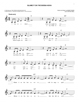 page one of Blame It On The Bossa Nova (Easy Lead Sheet / Fake Book)