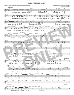 page one of Hard To Say I'm Sorry (Lead Sheet / Fake Book)