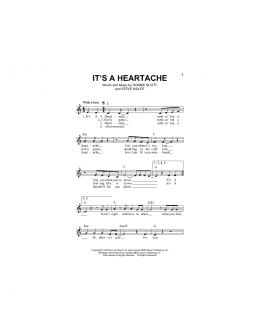 page one of It's A Heartache (Lead Sheet / Fake Book)
