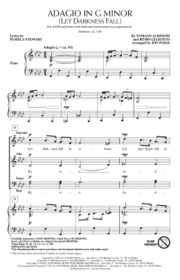 page one of Adagio In Sol Minore (Adagio In G Minor) (SATB Choir)
