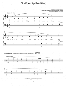 page one of O Worship The King (Educational Piano)