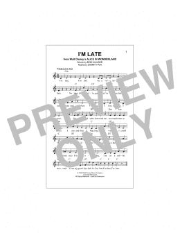 page one of I'm Late (from Alice In Wonderland) (Lead Sheet / Fake Book)