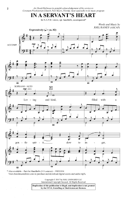 page one of In A Servant's Heart (SATB Choir)