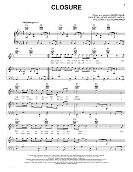 page one of Closure (Piano, Vocal & Guitar Chords (Right-Hand Melody))