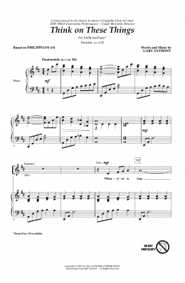 page one of Think On These Things (SATB Choir)