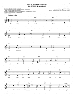 page one of Too Close For Comfort (Easy Lead Sheet / Fake Book)
