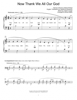 page one of Now Thank We All Our God (Educational Piano)