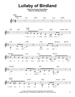 page one of Lullaby Of Birdland (Pro Vocal)