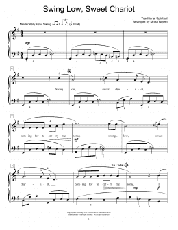 page one of Swing Low, Sweet Chariot (Educational Piano)