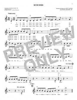 page one of No No Song (Easy Lead Sheet / Fake Book)