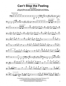 page one of Can't Stop The Feeling (Cello Solo)