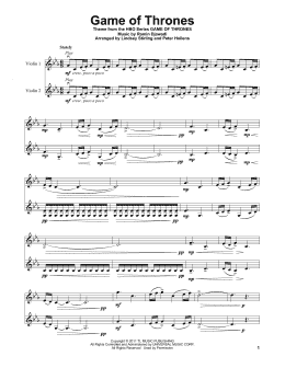 page one of Game Of Thrones - Main Title (Violin Duet)