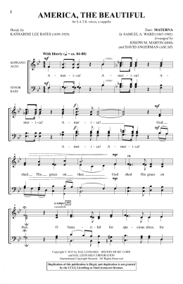 page one of America, The Beautiful (SATB Choir)