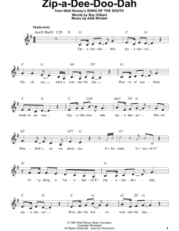 page one of Zip-A-Dee-Doo-Dah (from Song Of The South) (Pro Vocal)