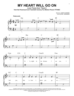 page one of My Heart Will Go On (Love Theme From 'Titanic') (Very Easy Piano)