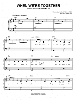 page one of When We're Together (from Olaf's Frozen Adventure) (Easy Piano)