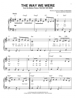 page one of The Way We Were (Easy Piano)