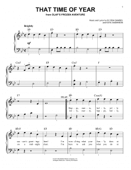 page one of That Time Of Year (from Olaf's Frozen Adventure) (Easy Piano)