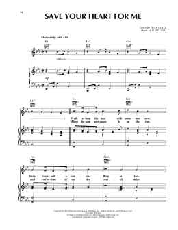 page one of Save Your Heart For Me (Piano, Vocal & Guitar Chords (Right-Hand Melody))