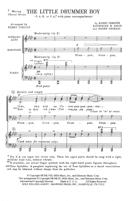 page one of The Little Drummer Boy (SAB Choir)