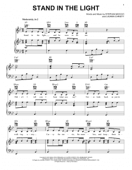 page one of Stand In The Light (Piano, Vocal & Guitar Chords (Right-Hand Melody))