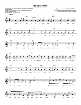 page one of One Note Samba (Samba De Uma Nota So) (Easy Lead Sheet / Fake Book)
