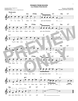 page one of Pennies From Heaven (Easy Lead Sheet / Fake Book)