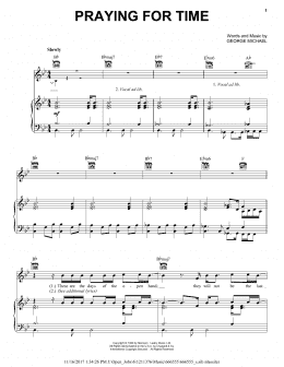 page one of Praying For Time (Piano, Vocal & Guitar Chords (Right-Hand Melody))
