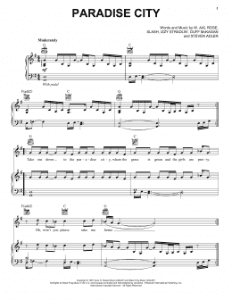 page one of Paradise City (Piano, Vocal & Guitar Chords (Right-Hand Melody))