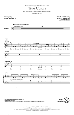 page one of True Colors (arr. Jesse Hampsch) (3-Part Treble Choir)