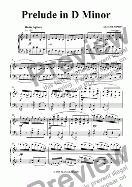 page one of Prelude in D Minor