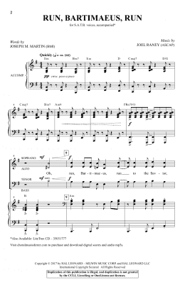 page one of Run Bartimaeus, Run (SATB Choir)