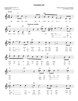 page one of Stagger Lee (Easy Lead Sheet / Fake Book)