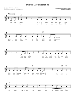 page one of Save The Last Dance For Me (Easy Lead Sheet / Fake Book)