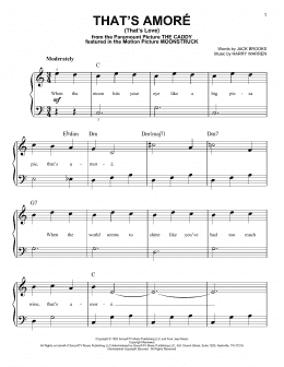 page one of That's Amore (That's Love) (Very Easy Piano)
