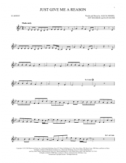 page one of Just Give Me A Reason (Clarinet Solo)