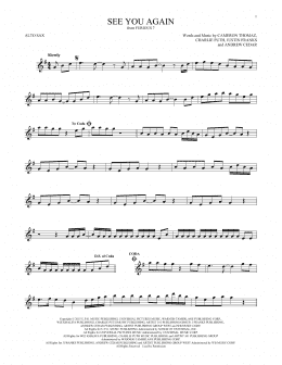 page one of See You Again (feat. Charlie Puth) (Alto Sax Solo)