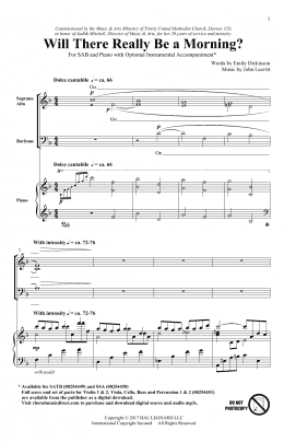 page one of Will There Really Be A Morning? (SAB Choir)