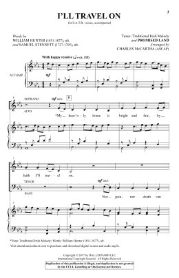 page one of I'll Travel On (SATB Choir)