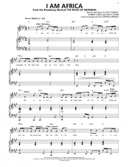 page one of I Am Africa (Piano & Vocal)